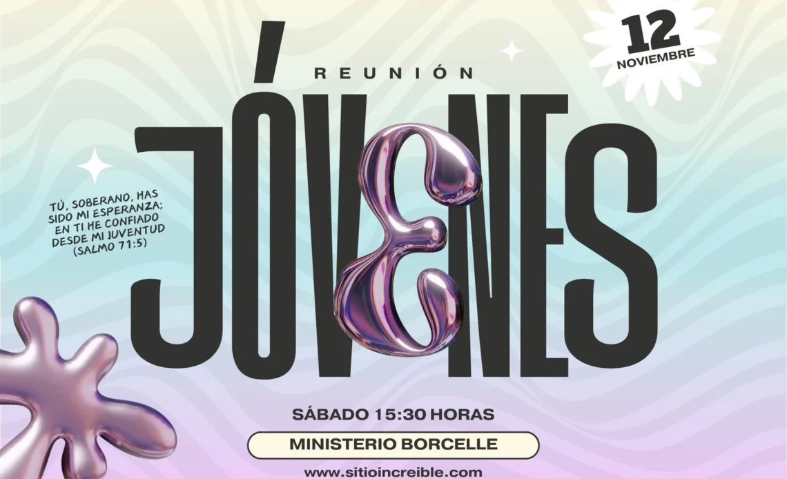 Diseño editable en canva gratis para reunion de jovenes